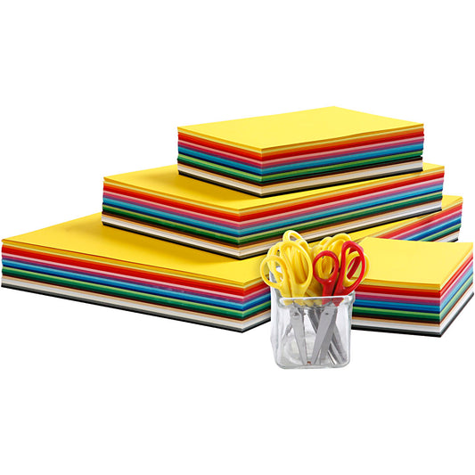 Coloured Kraft Card and Kids Scissors Set