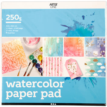 Watercolor Paper Pad with Printed Designs