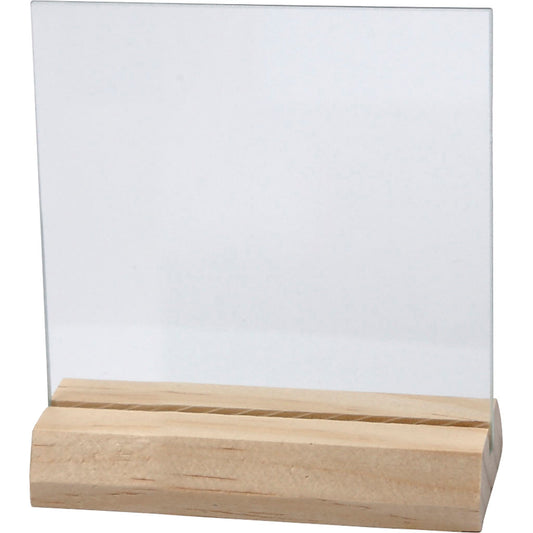 Glass Plate with Wooden Holder